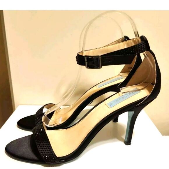 Betsey Johnson "Shilo" Black Rhinestone/Silk Strappy Sandals Sz.9 MSRP $109 - Picture 1 of 9